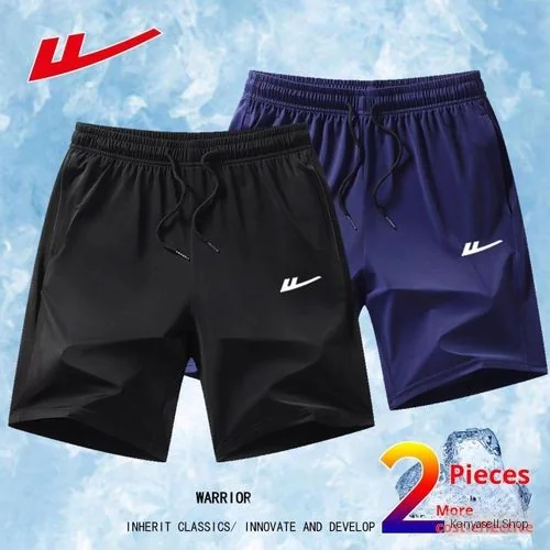 Unisex Athletic Shorts, Navy & Black.1703 Elastic waist for comfort, striped sides for style. Durable, breathable fabric, perfect for sports like jogging and daily wear. Long - lasting, easy to m