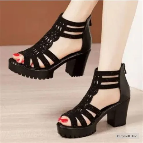 Heels Women Sandals Chunky Heel Band Elegant Fashion Shoes Ladies Shoes